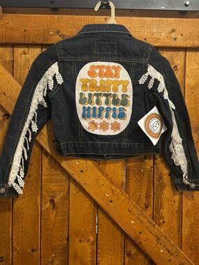NWT Small Shop Denim Jacket fringe Stay Tripp Little Hippie Sz 6X western boho
